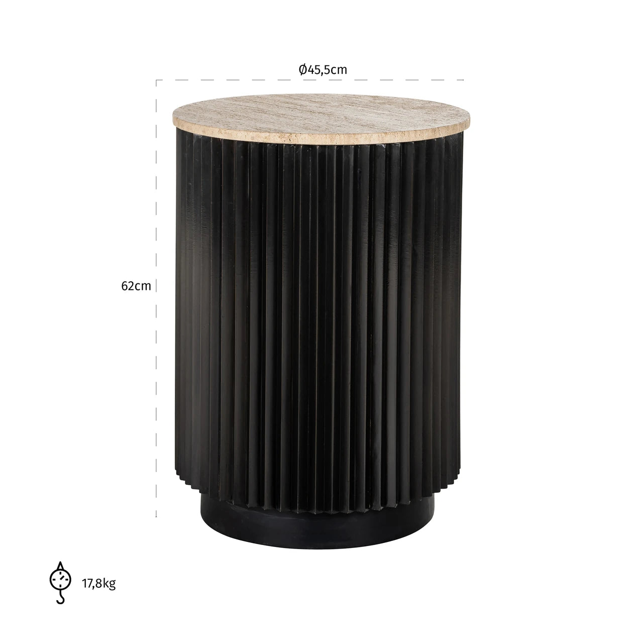 Sidebord Hampton mørk brun 45Ø Richmond Interiors Sidebord