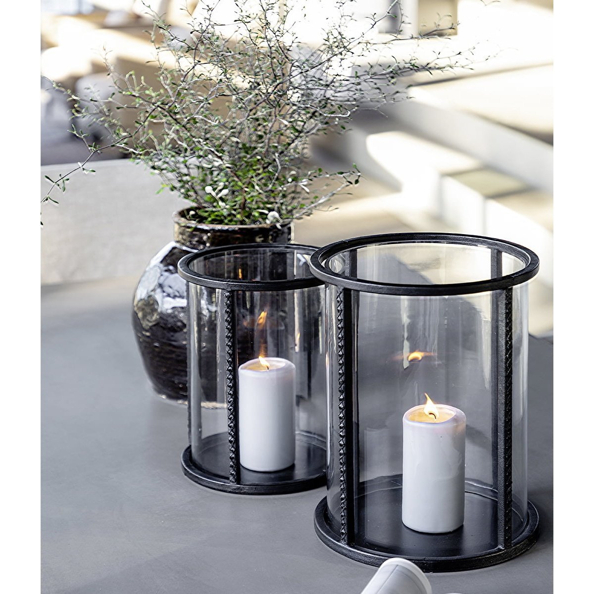 MENDOZA black Artwood Lanterne og lysglass