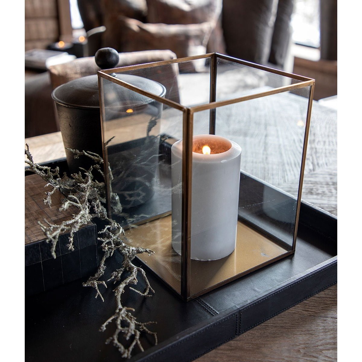 LAUSANNE 2-pakk Artwood Lanterne og lysglass