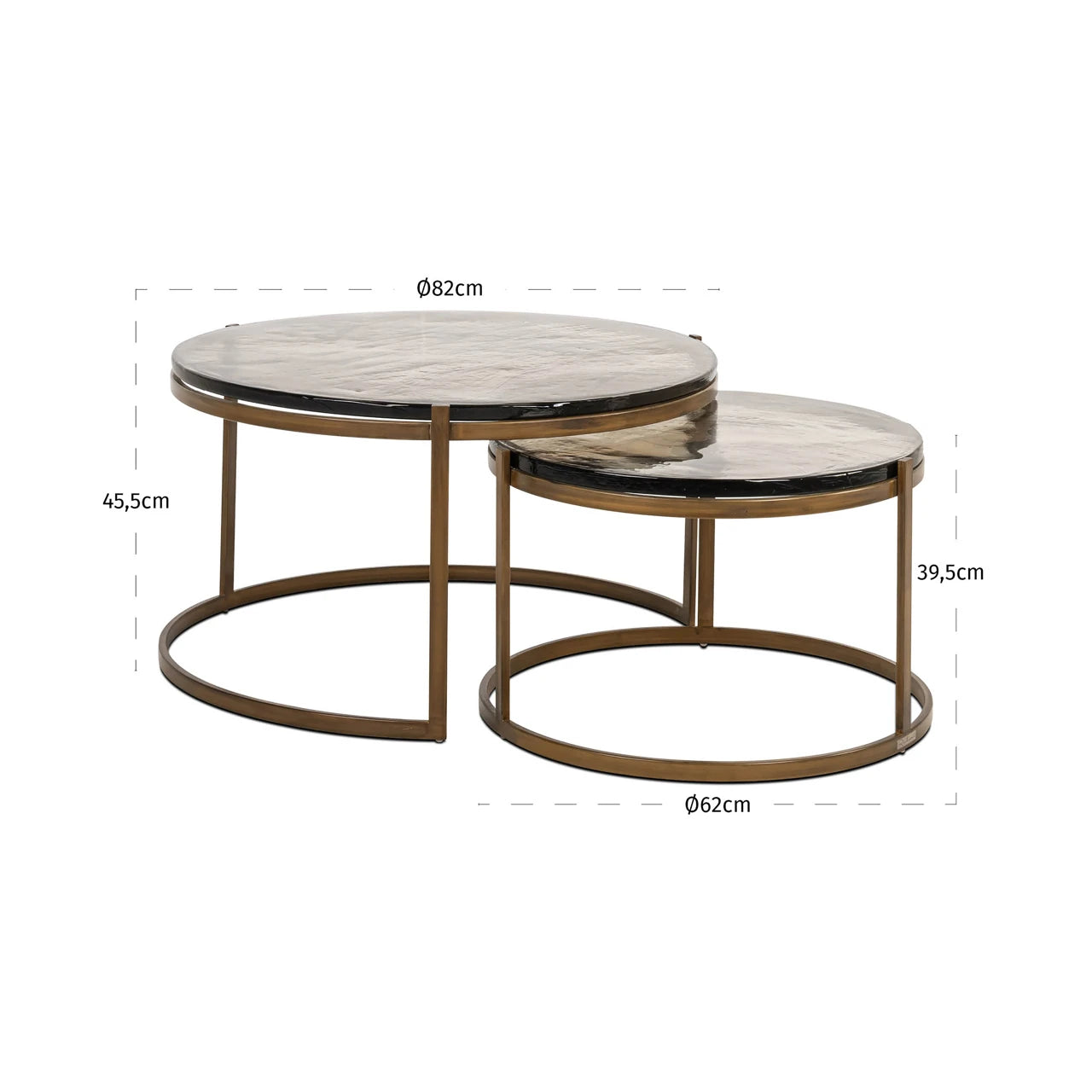 Salongbord Cleo gold sett med 2 Richmond Interiors Sofabord