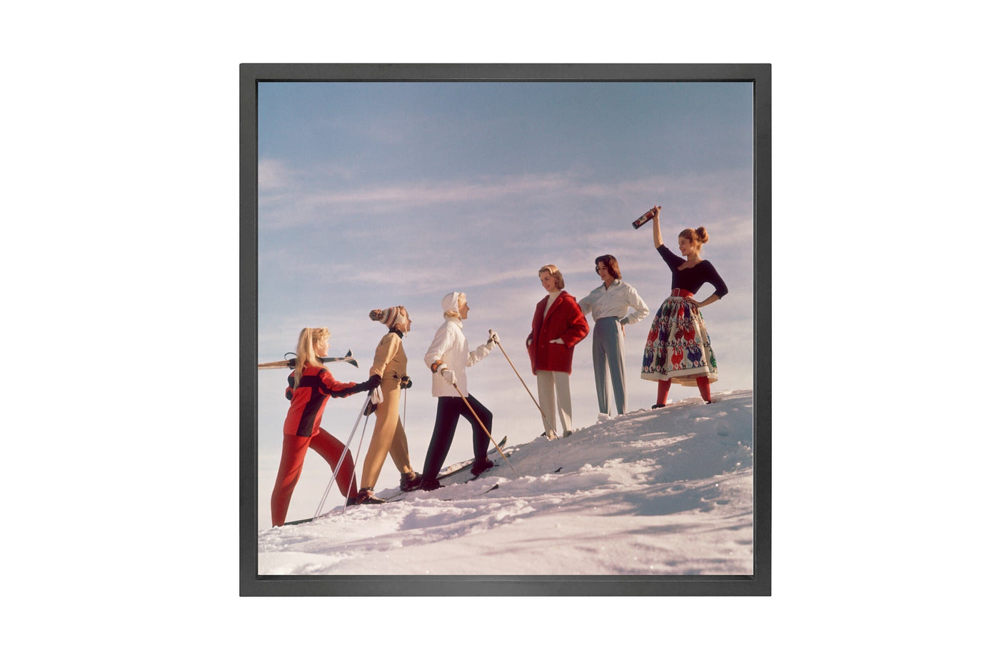 Canvas 5cm black frame Womens ski fashion 1955 120cm x 120cm Homefactory