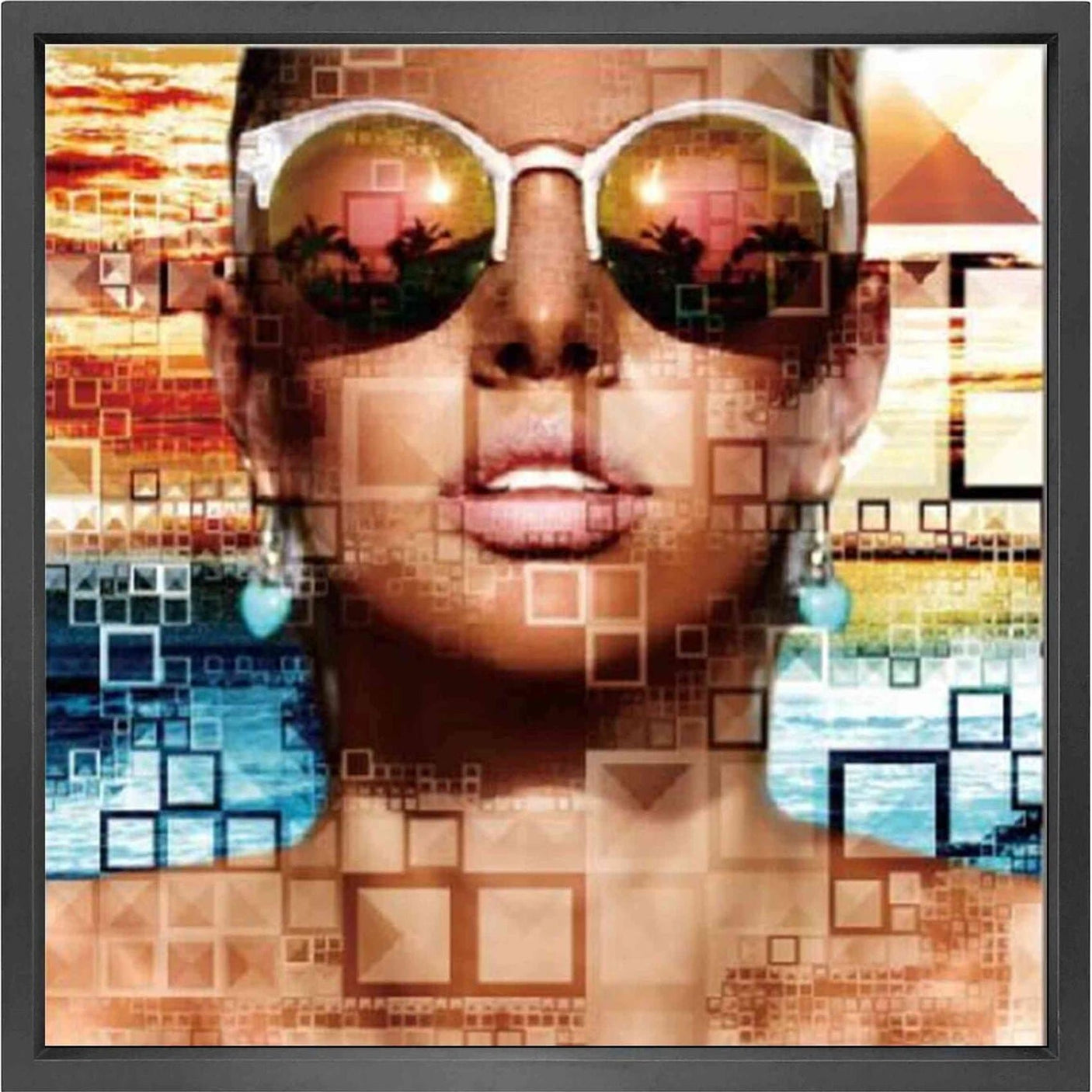 Canvas 5cm black frame AI generated lady no1 120cm x 120cm Homefactory