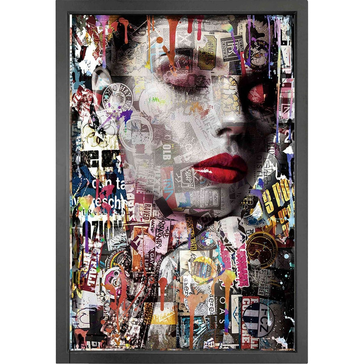 Canvas picture 5cm black frame Street Art Girl 80cm x 120cm Homefactory