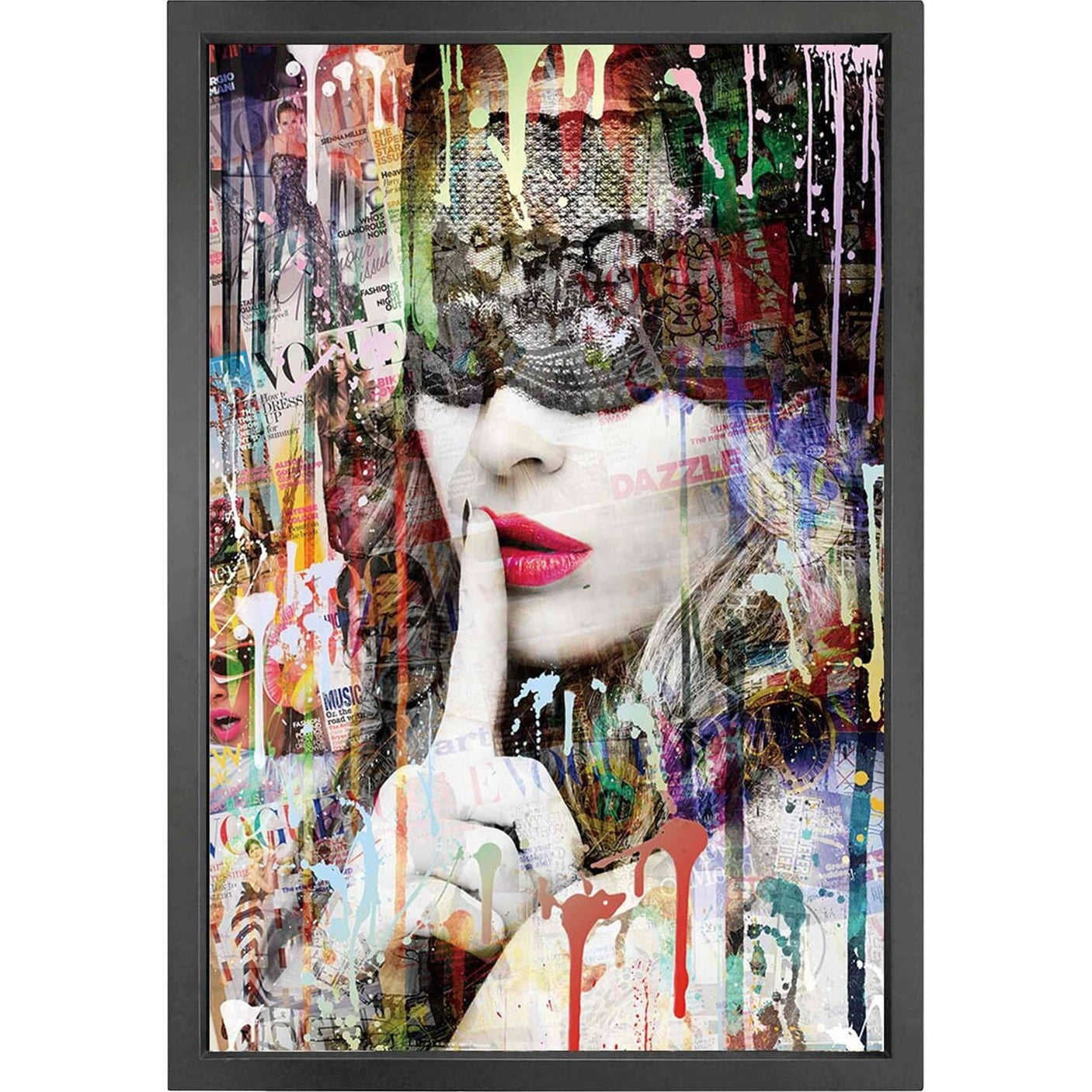 Canvas picture 5cm black frame Masquerade 80cm x 120cm Homefactory