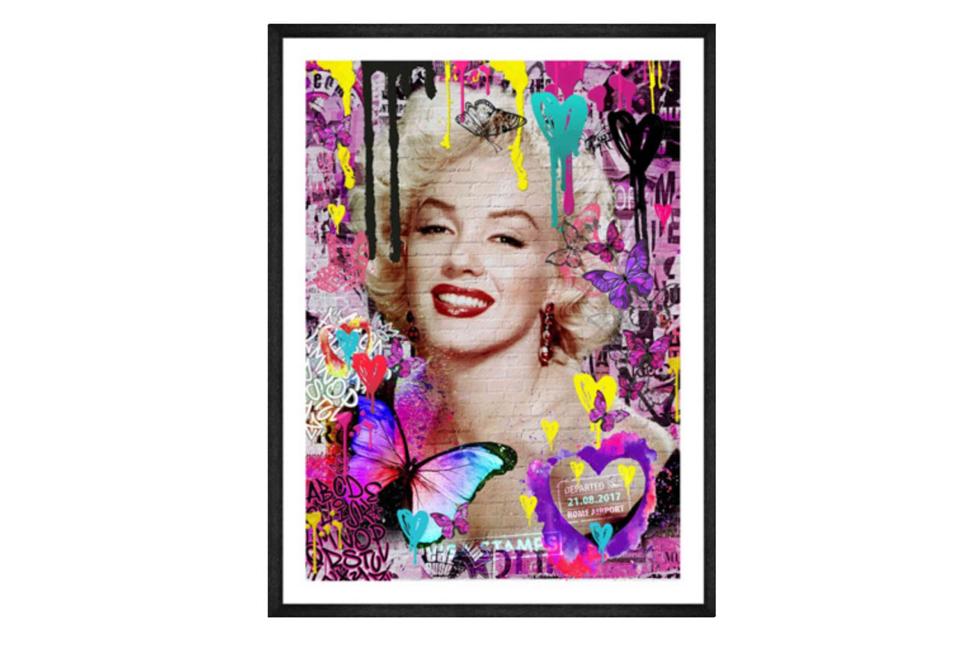 Glass picture w/frame Street art Marilyn Monroe 80cmx120cm Homefactory