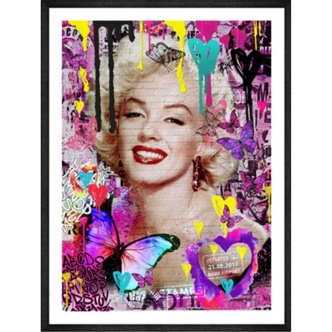 Glass picture w/frame Street art Marilyn Monroe 80cmx120cm Homefactory
