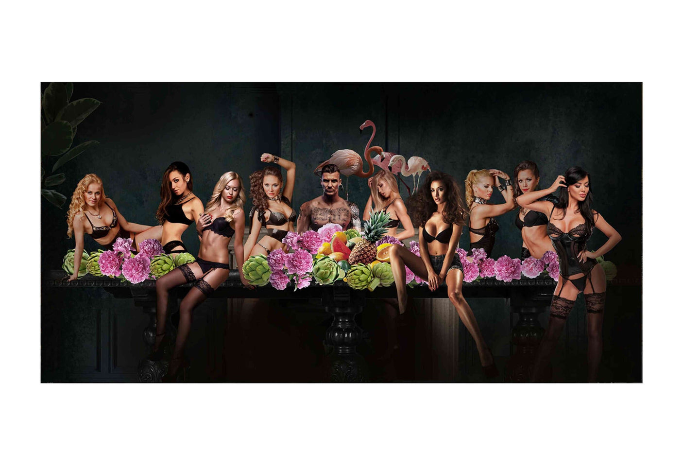 Glass picture Flamingo ball 90cm x 180cm Homefactory