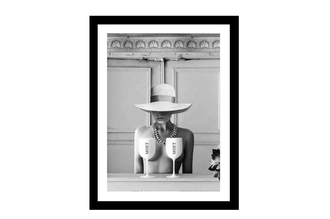 Glass picture w/frame two glasses of Moët 70cm x 90cm Homefactory