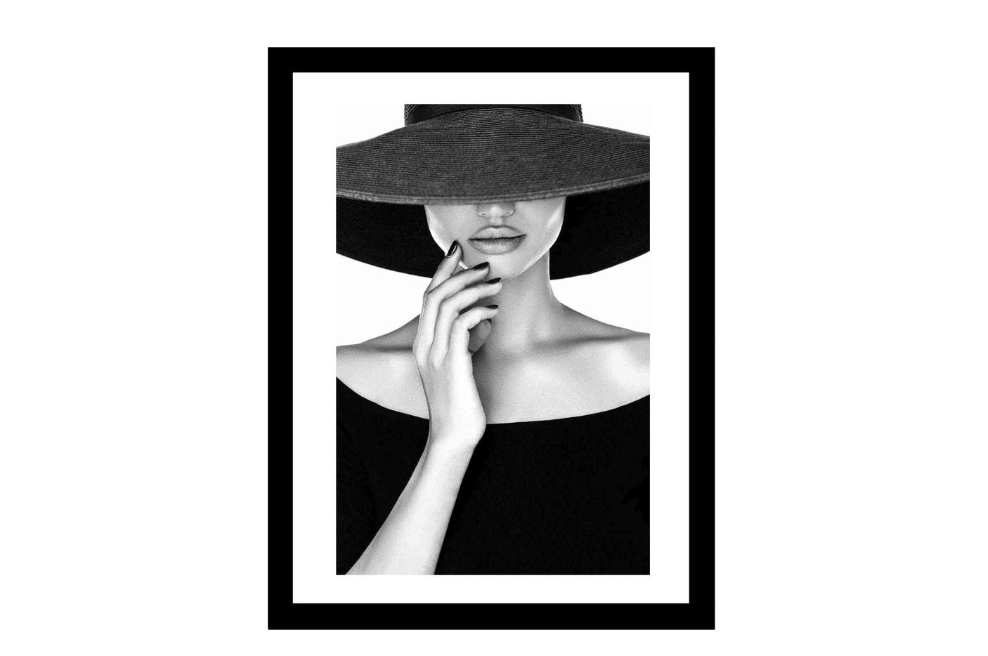 Glass picture w/frame young beautiful woman 70cm x 90cm Homefactory