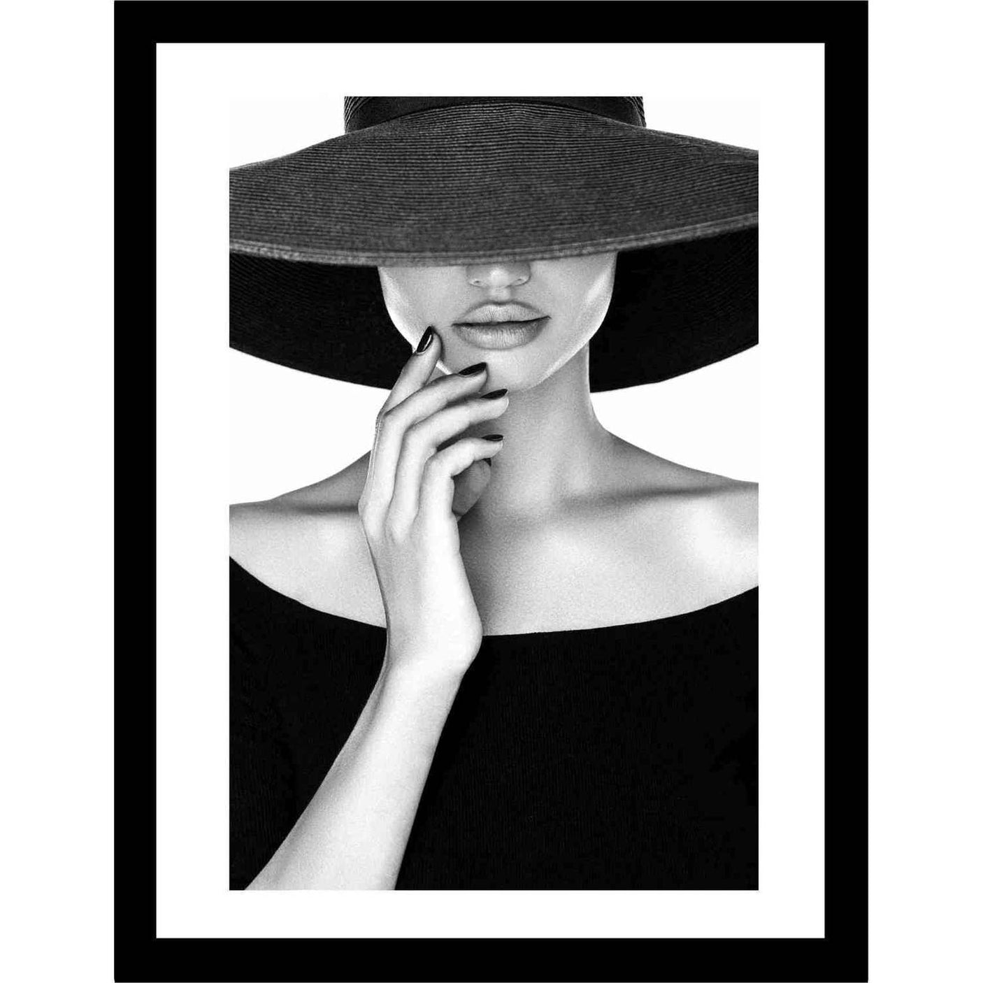 Glass picture w/frame young beautiful woman 70cm x 90cm Homefactory