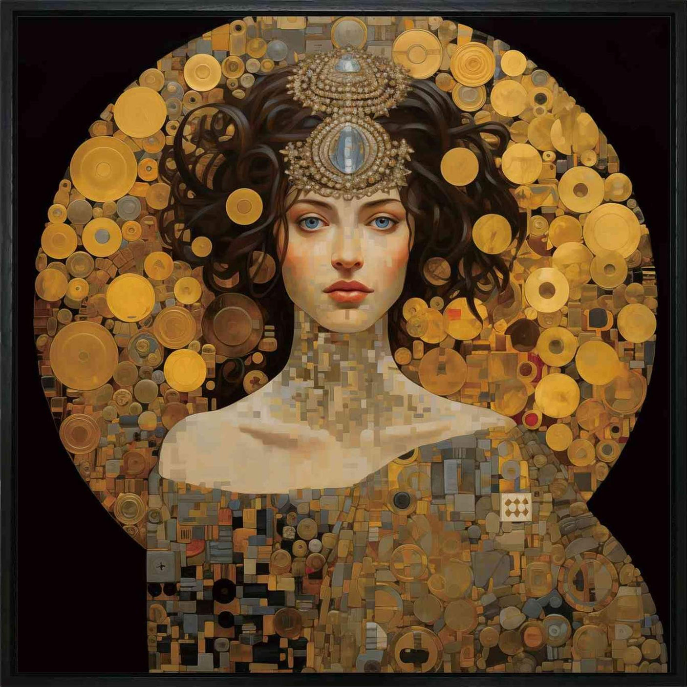 Canvas 5cm black frame Queen Isabella - 120cmx120cm Homefactory