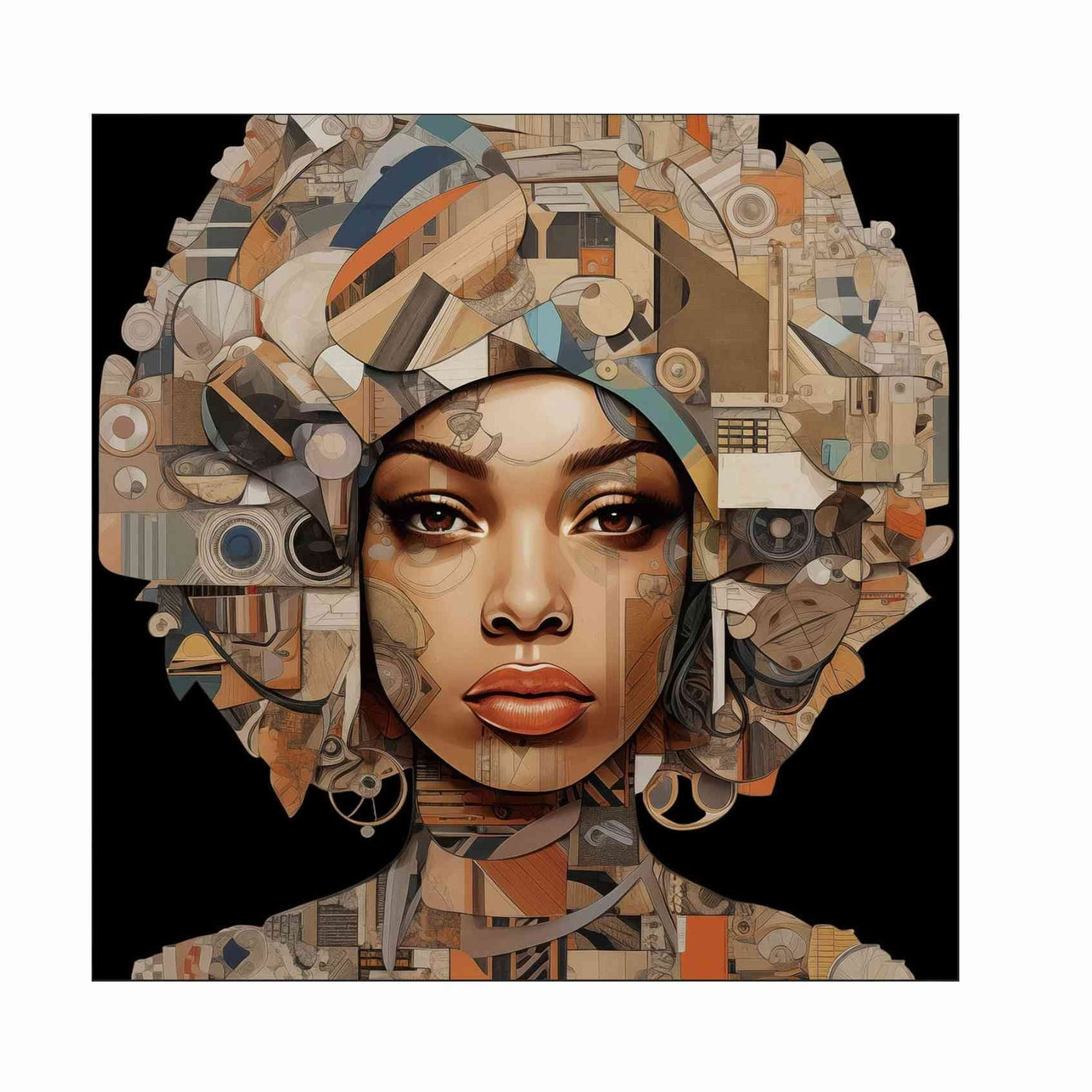 Glass picture Black Woman 120cm x 120cm Homefactory