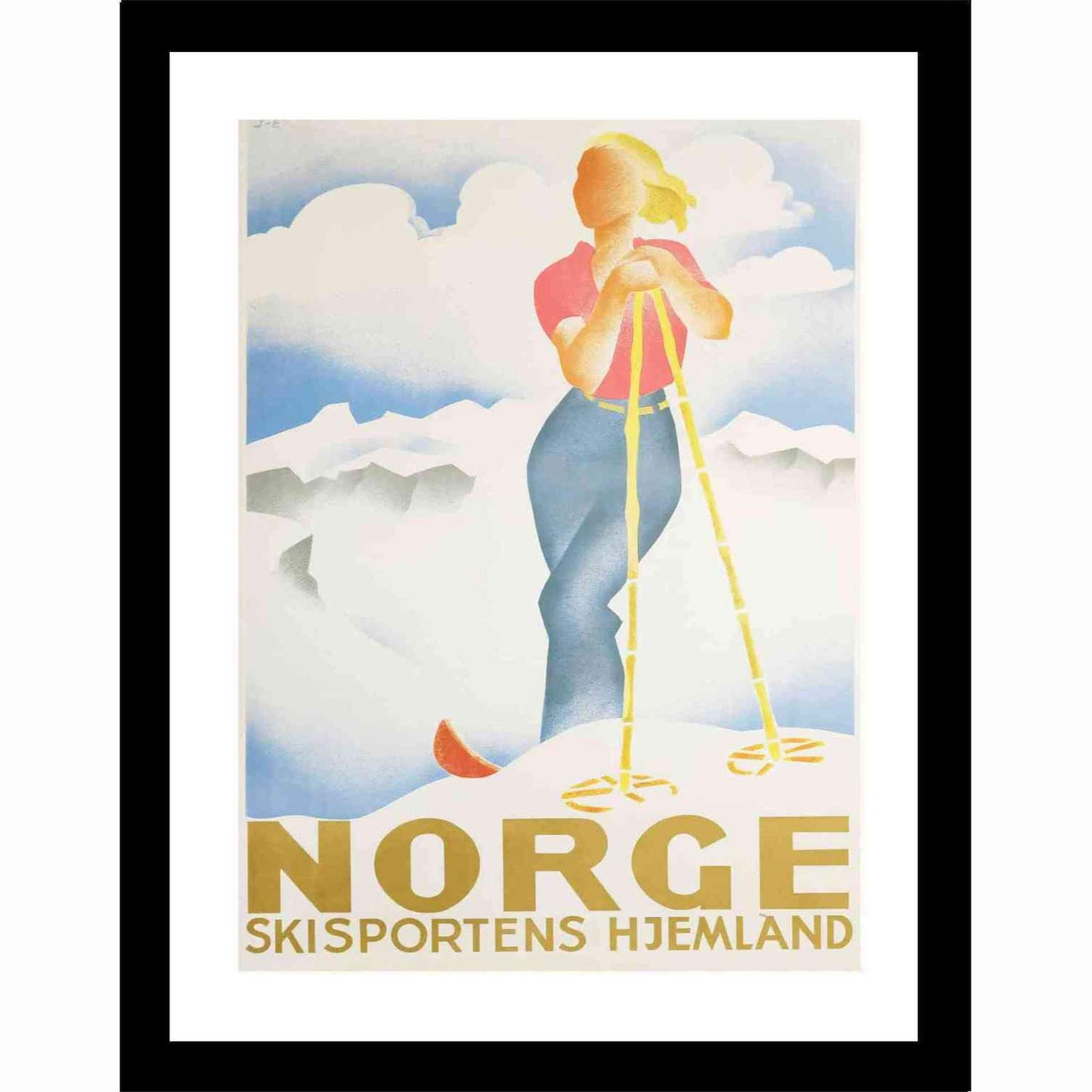 Glass picture w/frame Skisportens hjemland no.1 70cm x 90cm Homefactory