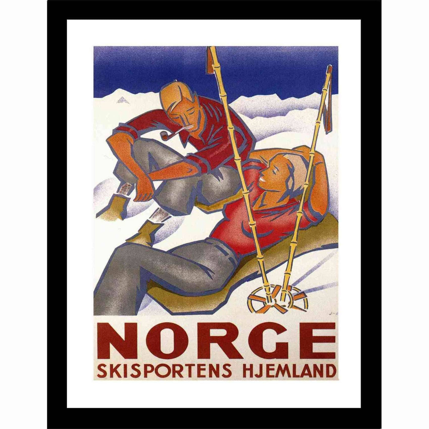 Glass picture m/ramme Skisportens hjemland 70x90 Homefactory Bilde