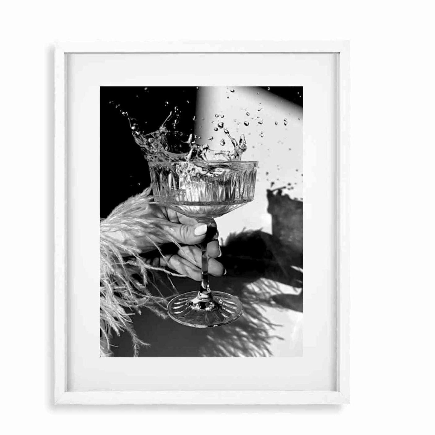 Glass Picture White smal Frame, Passepartout champagne glass Homefactory