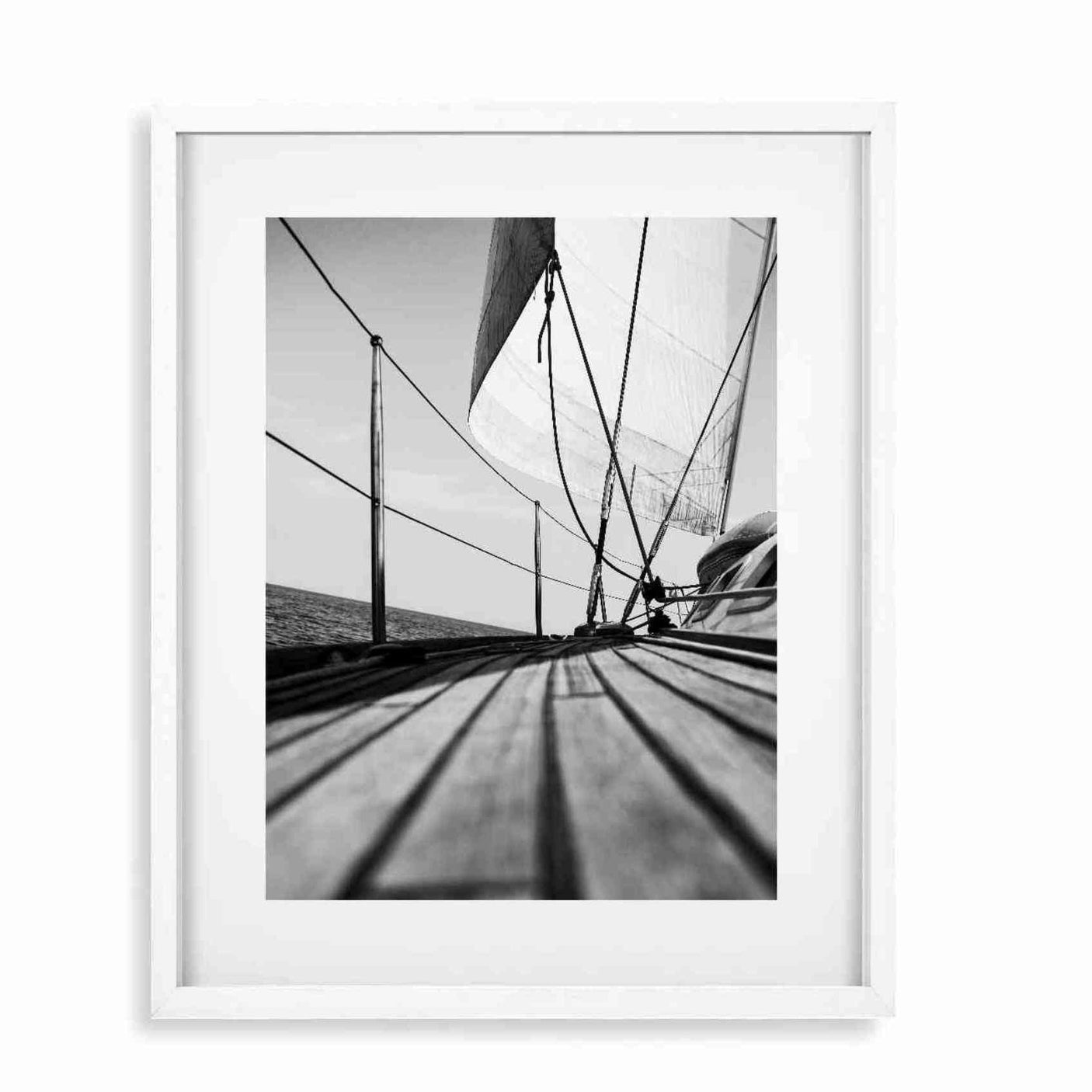 Glass Picture White smal Frame Passepartout Sailboat Homefactory