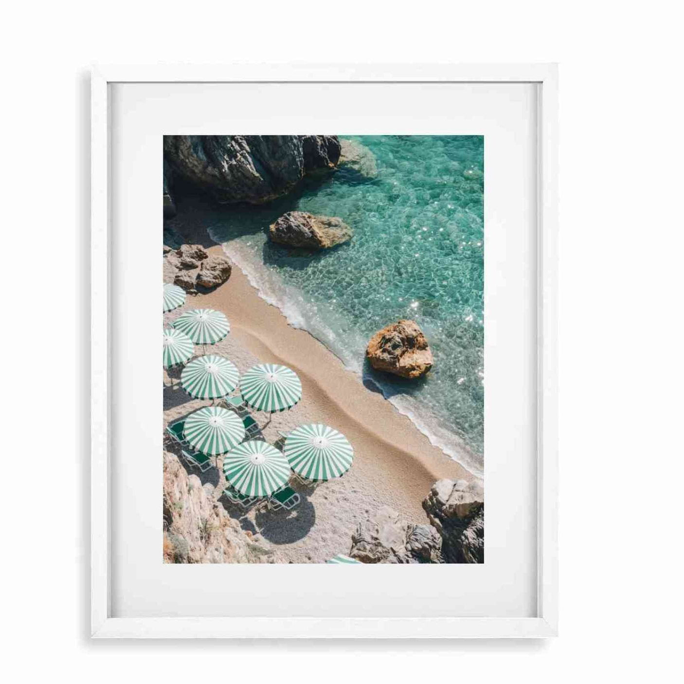 Glass Picture White smal Frame Passepartout green umbrellas Homefactory