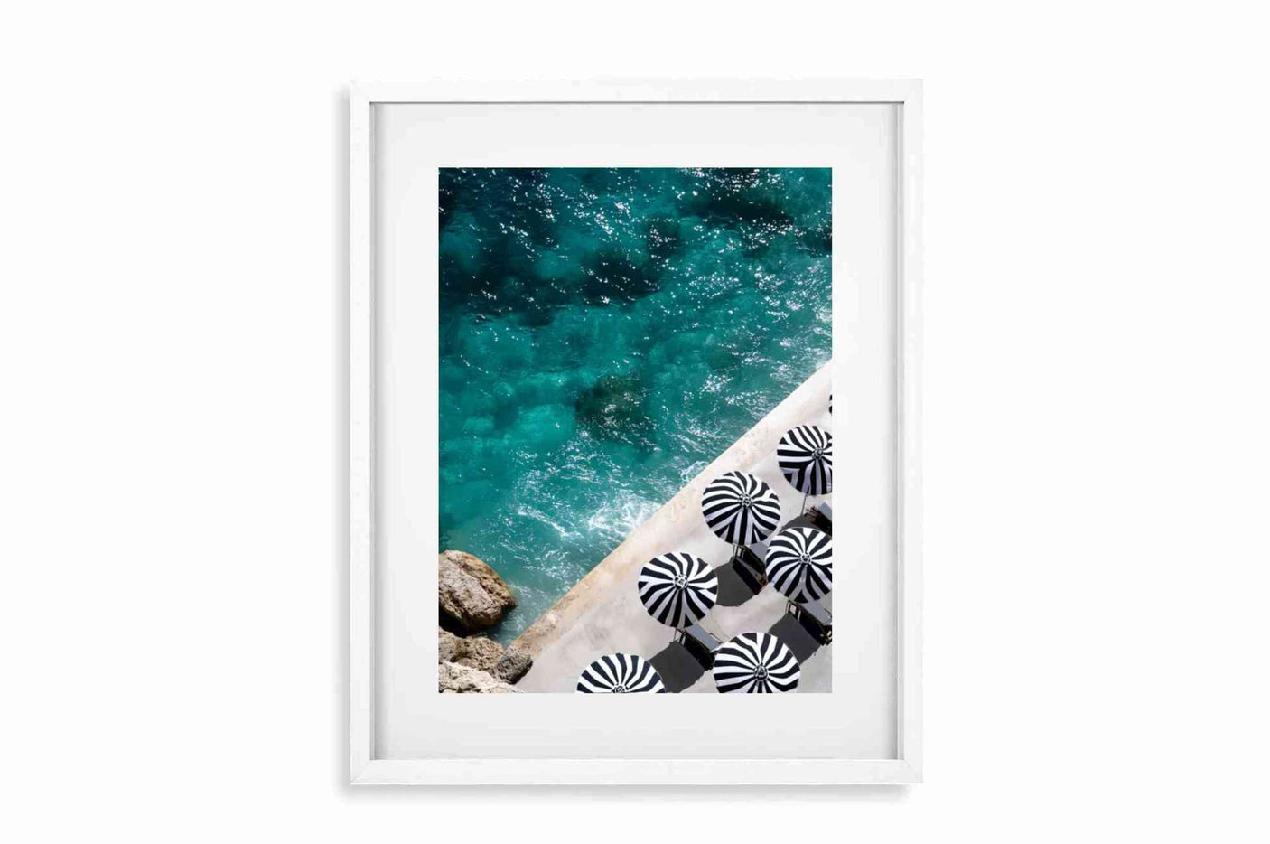 Glass Picture White smal Frame Passepartout blue umbrellas Homefactory
