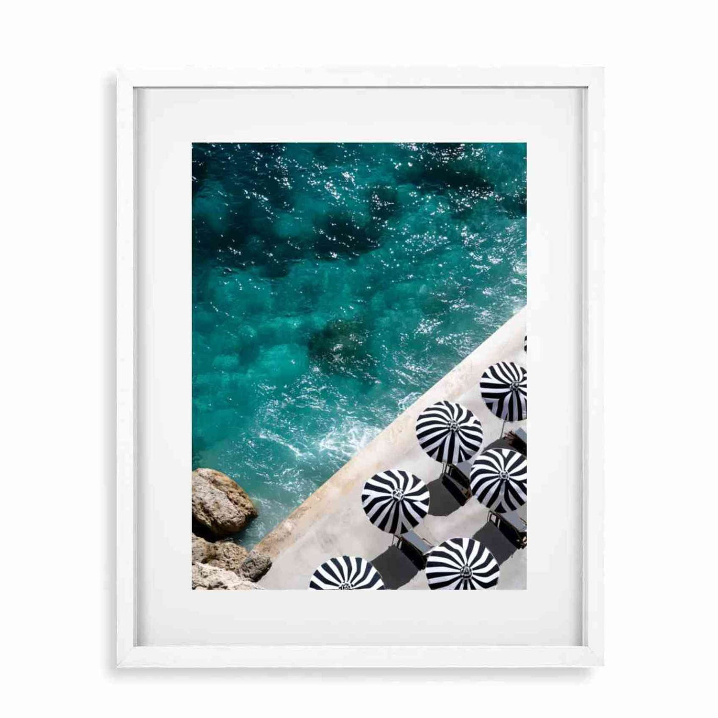 Glass Picture White smal Frame Passepartout blue umbrellas Homefactory