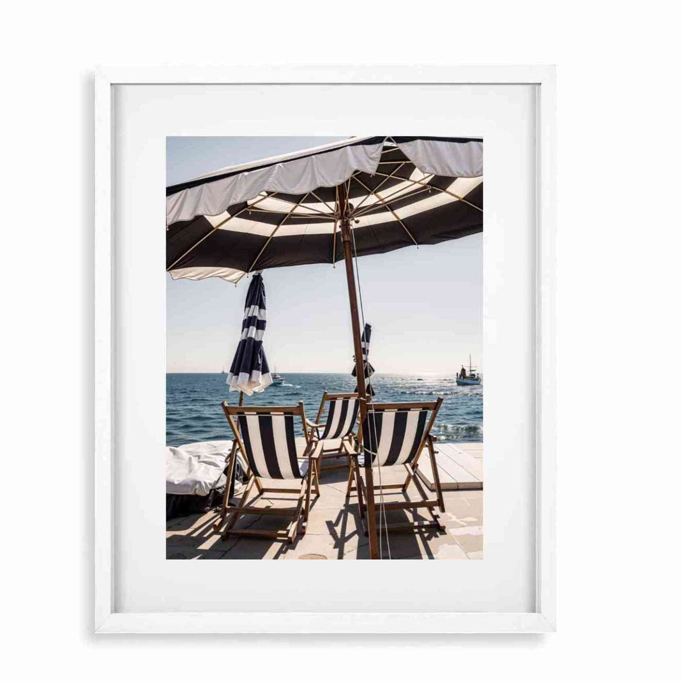 Glass Picture White smal Frame Passepartout Beach Chairs Homefactory