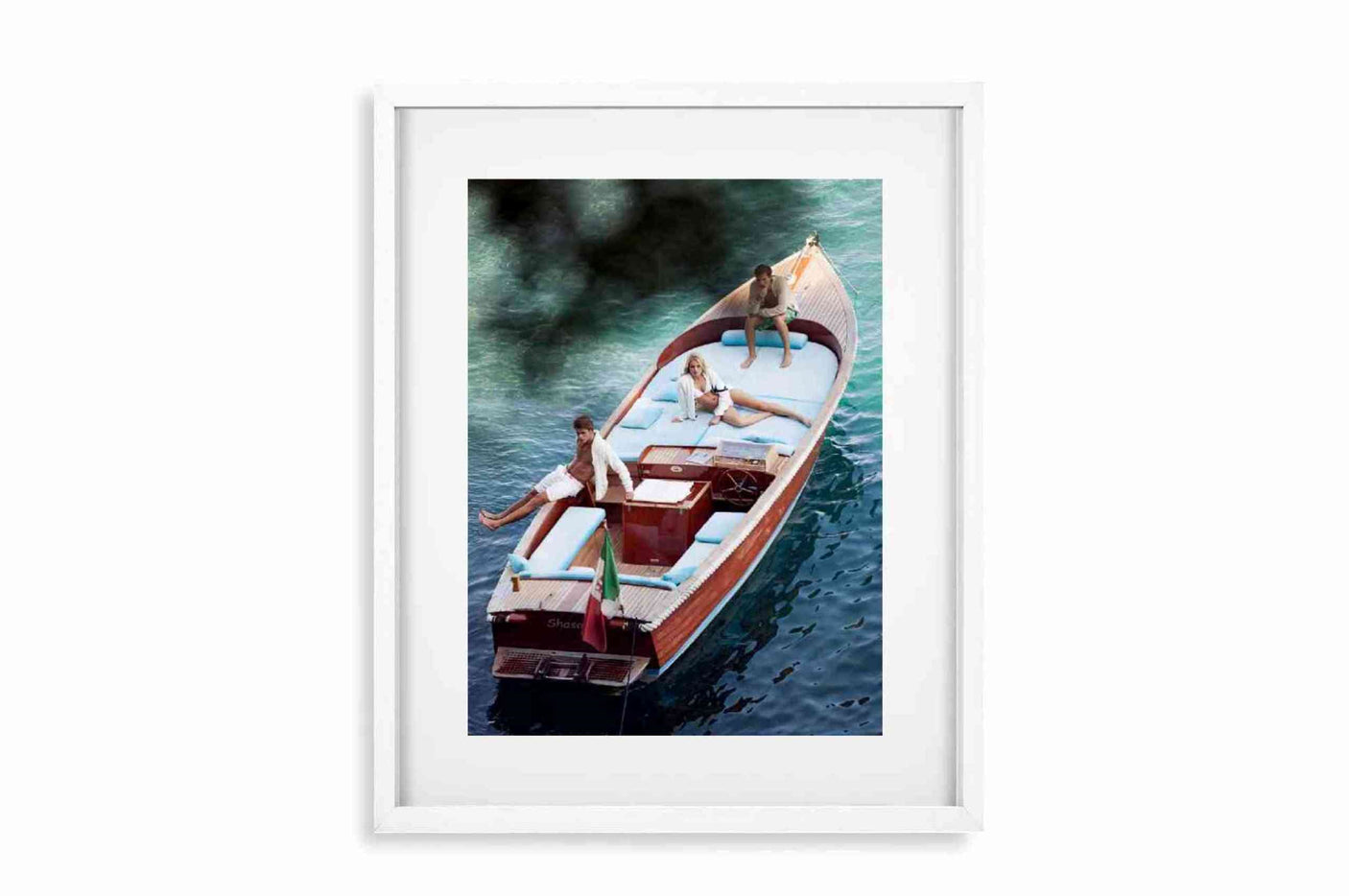 Glass Picture White smal Frame Passepartout Boat of LOVE Homefactory