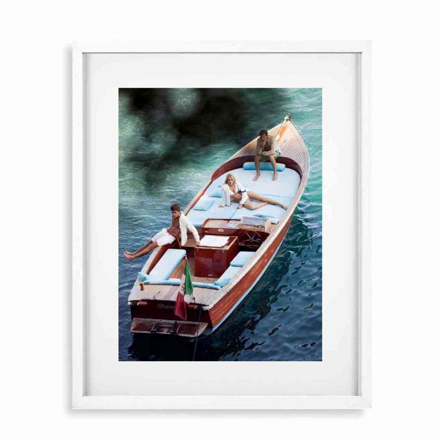 Glass Picture White smal Frame Passepartout Boat of LOVE Homefactory