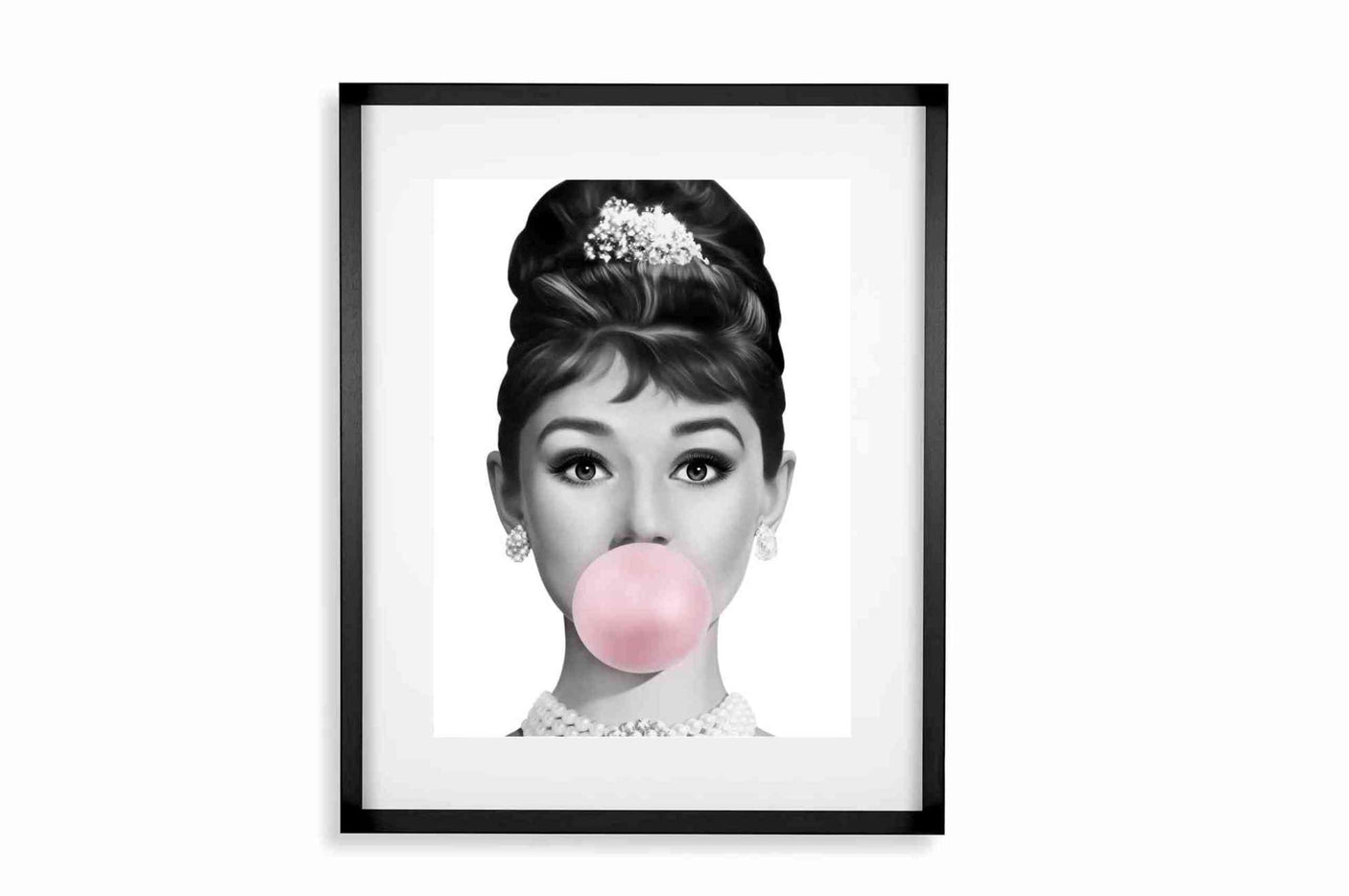 Black smal Frame Passepartout 70cm x 90cm Audrey Hepburn Homefactory