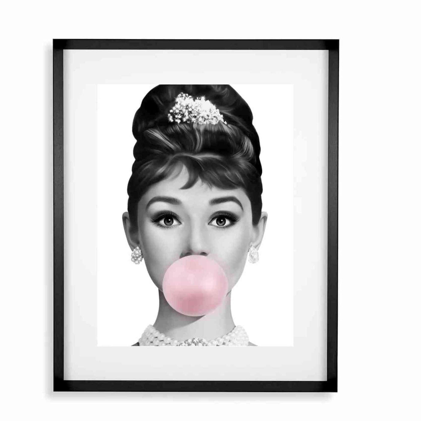 Black smal Frame Passepartout 70cm x 90cm Audrey Hepburn Homefactory