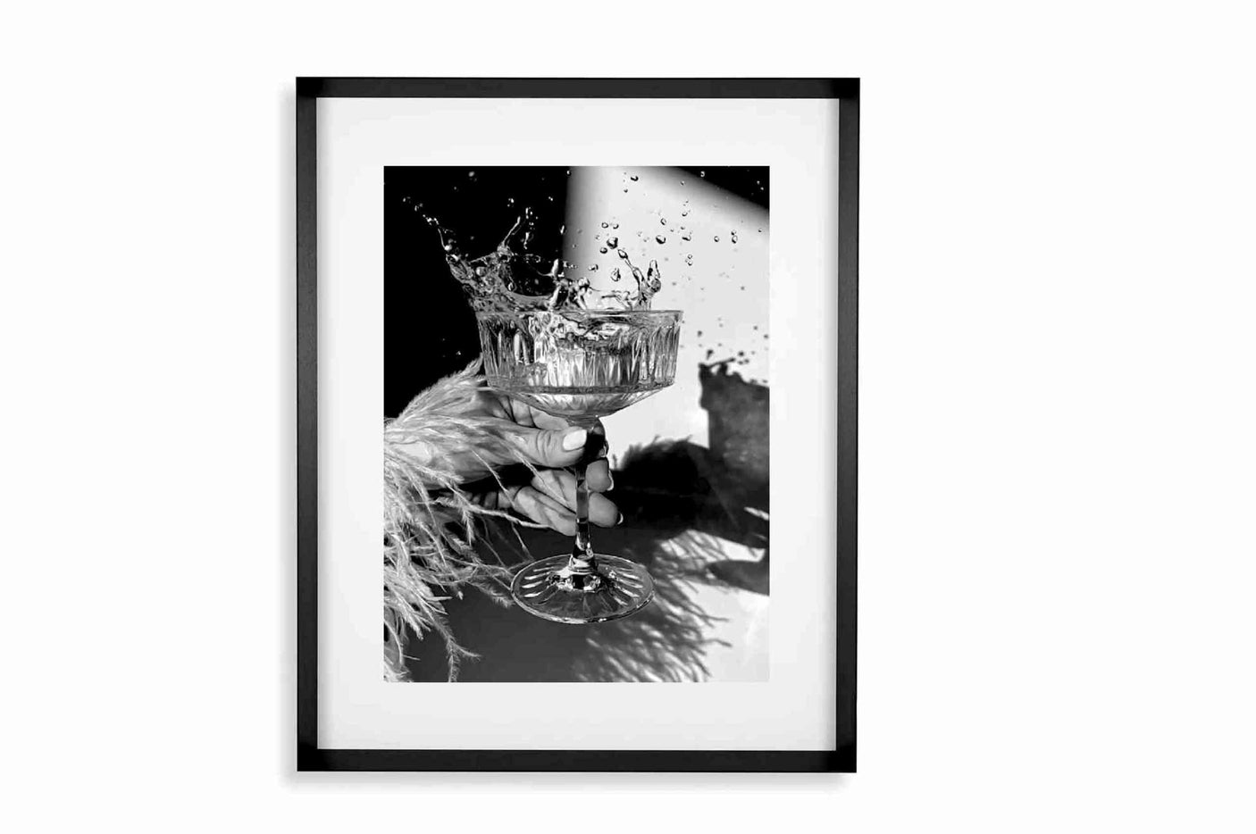 Black smal Frame, Passepartout 70cm x 90cm champagne glass Homefactory