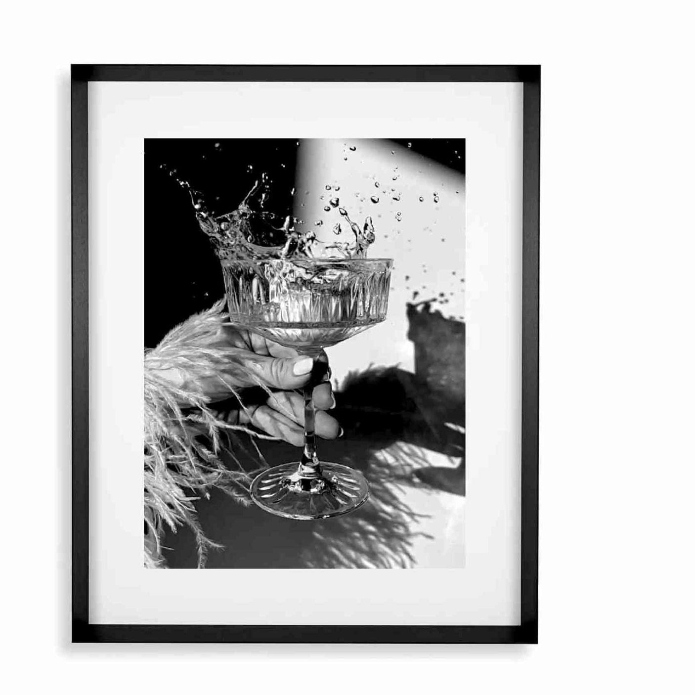 Black smal Frame, Passepartout 70cm x 90cm champagne glass Homefactory