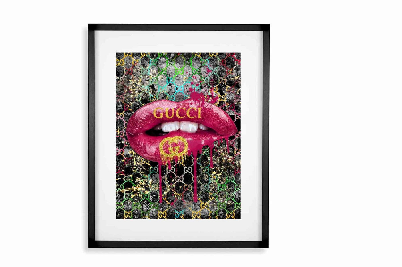 Black smal Frame, Passepartout 70cm x 90cm FASHION Lips Homefactory