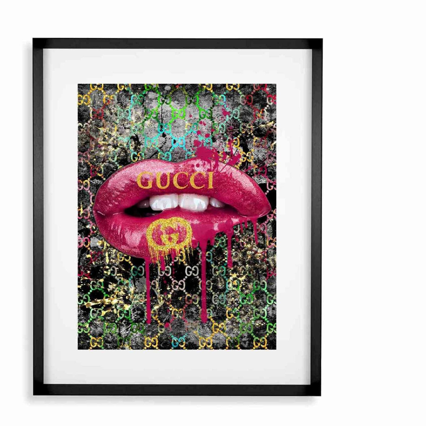 Black smal Frame, Passepartout 70cm x 90cm FASHION Lips Homefactory