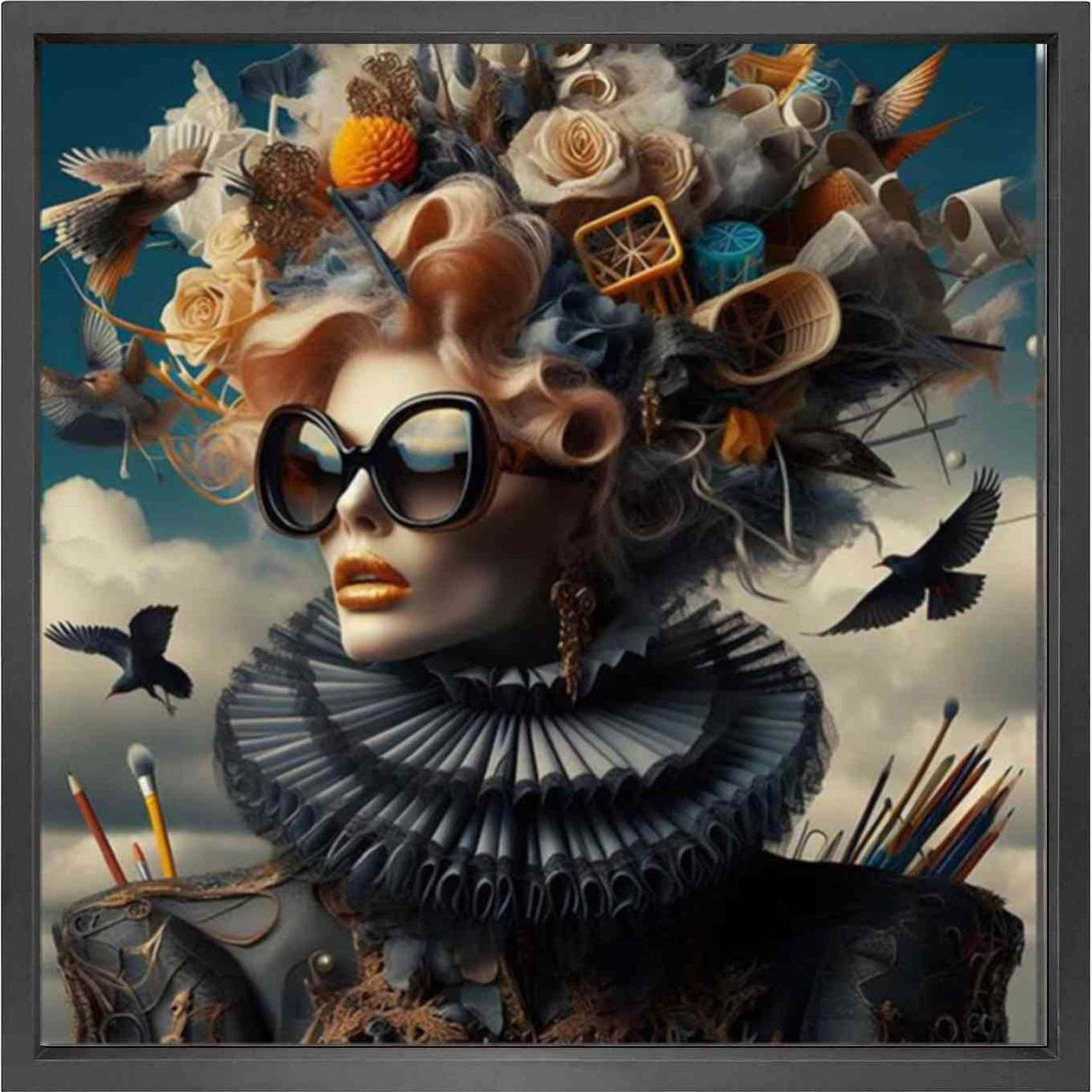 Canvas 5cm black frame Modern Art Fashion 120x120 Homefactory