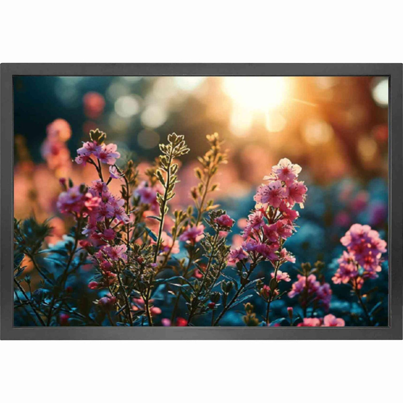 Canvas 5cm black frame heather flower 90cm x 150cm Homefactory