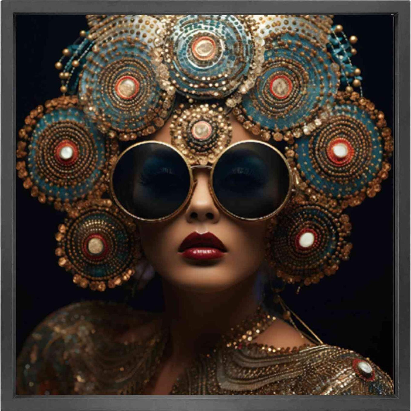 Canvas 5cm black frame Modern Art sunglasses 120x120 Homefactory