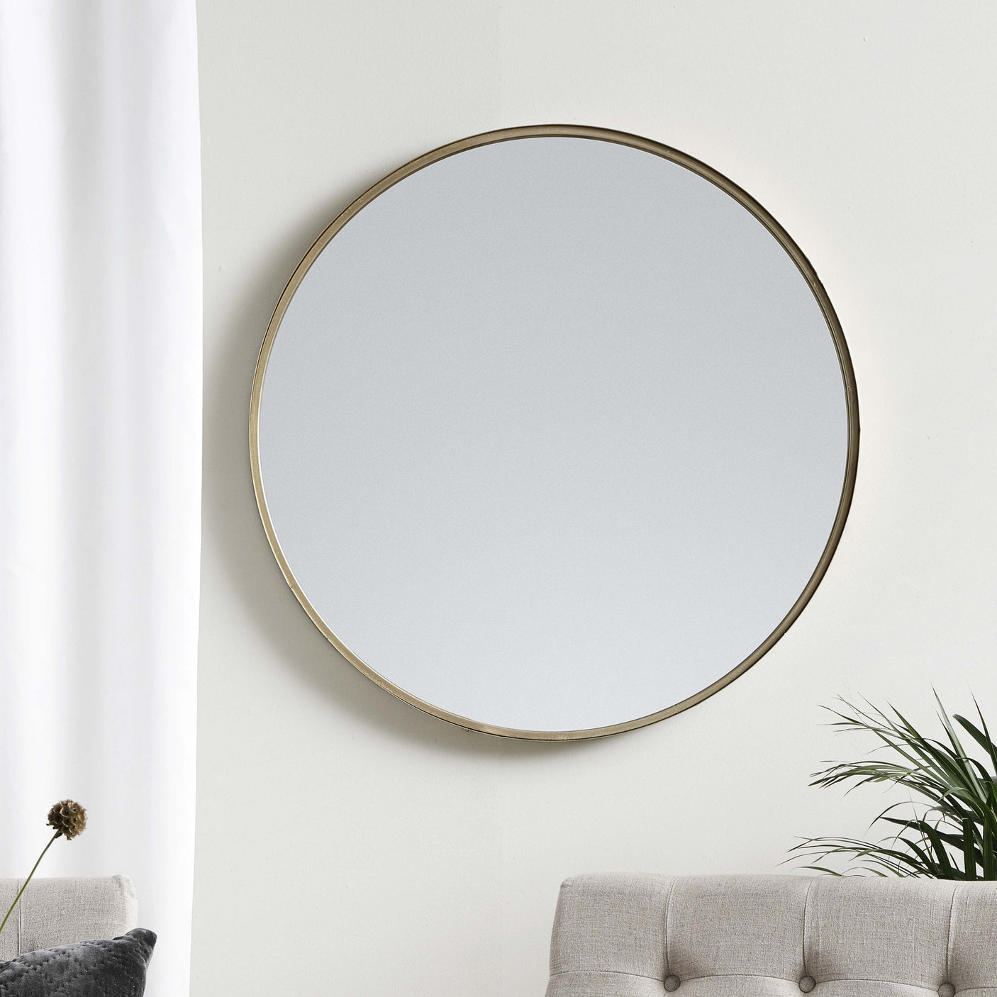 CURLE rundt speil i jern - ø80 cm - gull finish Nordal MIRRORS