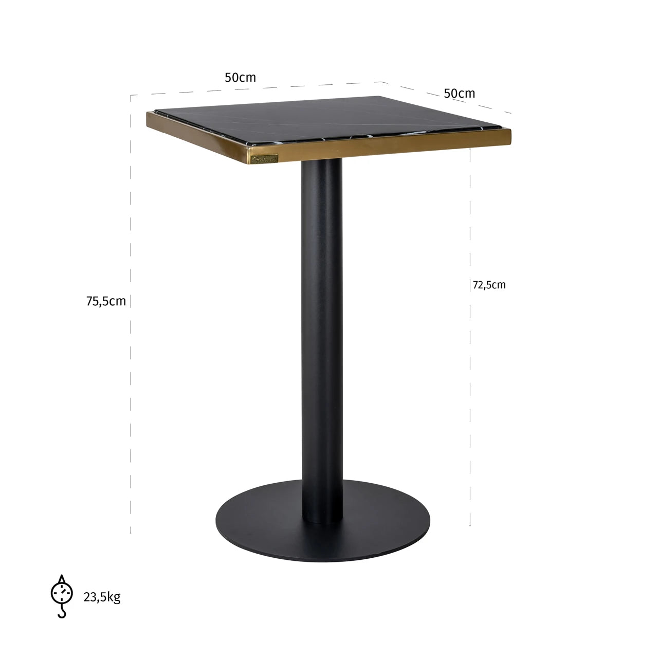 Bistrobord Zenza svart/gull 50x50 Richmond Interiors Bordlampe