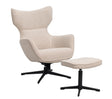 Jenkins lounge chair with foot stool beige fabric/black metal swivel+swing Rowico Sofa stol