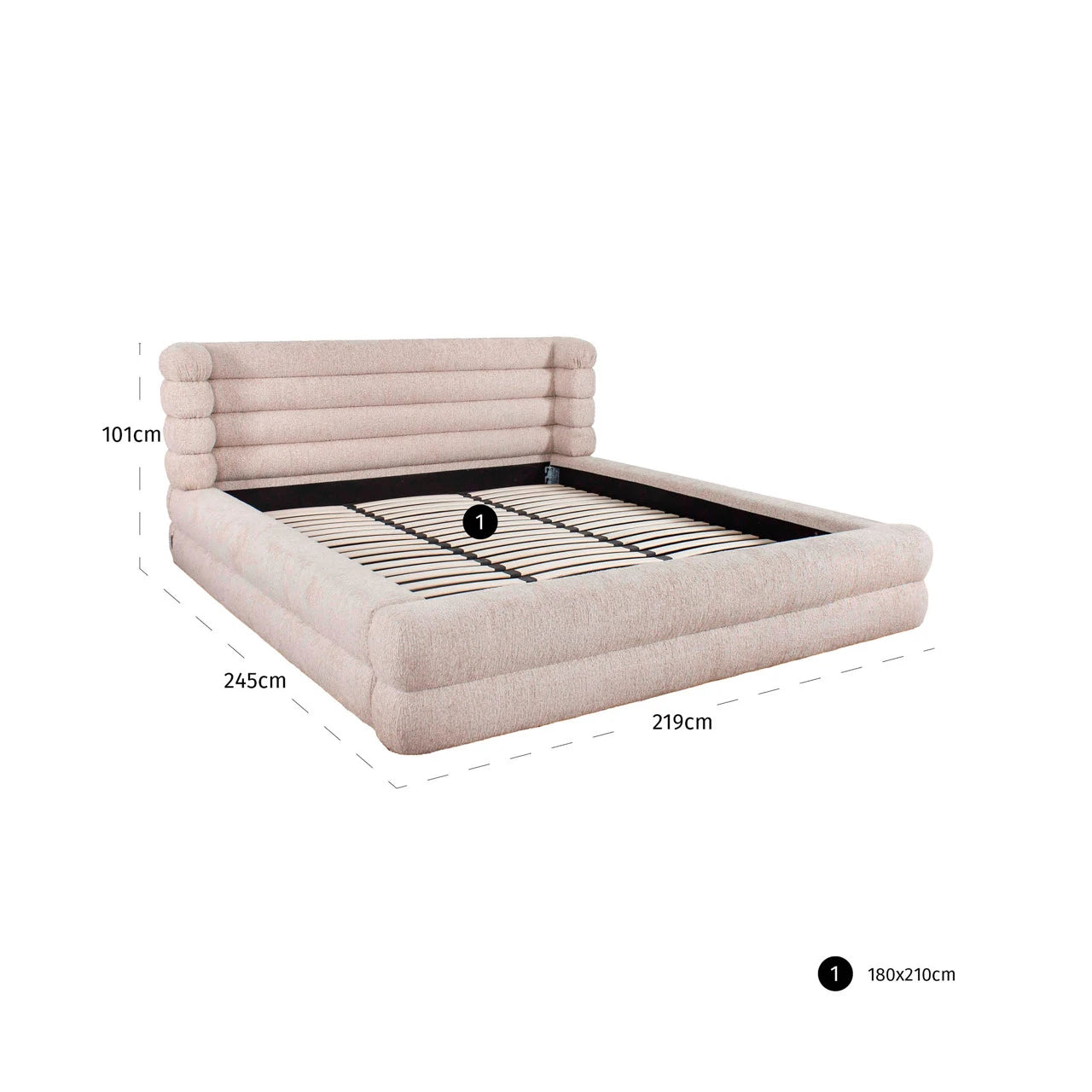 Bed Obidis naturlig lineær 180x210 madrassstørrelse med oppbevaring Richmond Interiors Seng
