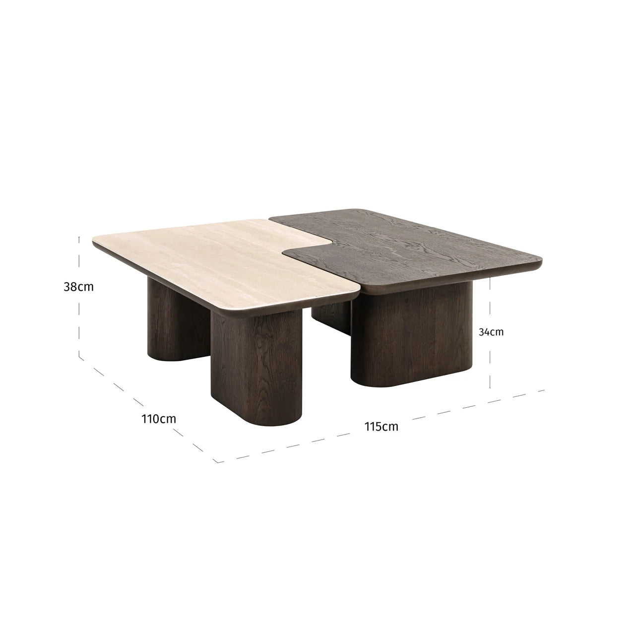 Salongbord Nando brun Sett med 2 Richmond Interiors Sofabord