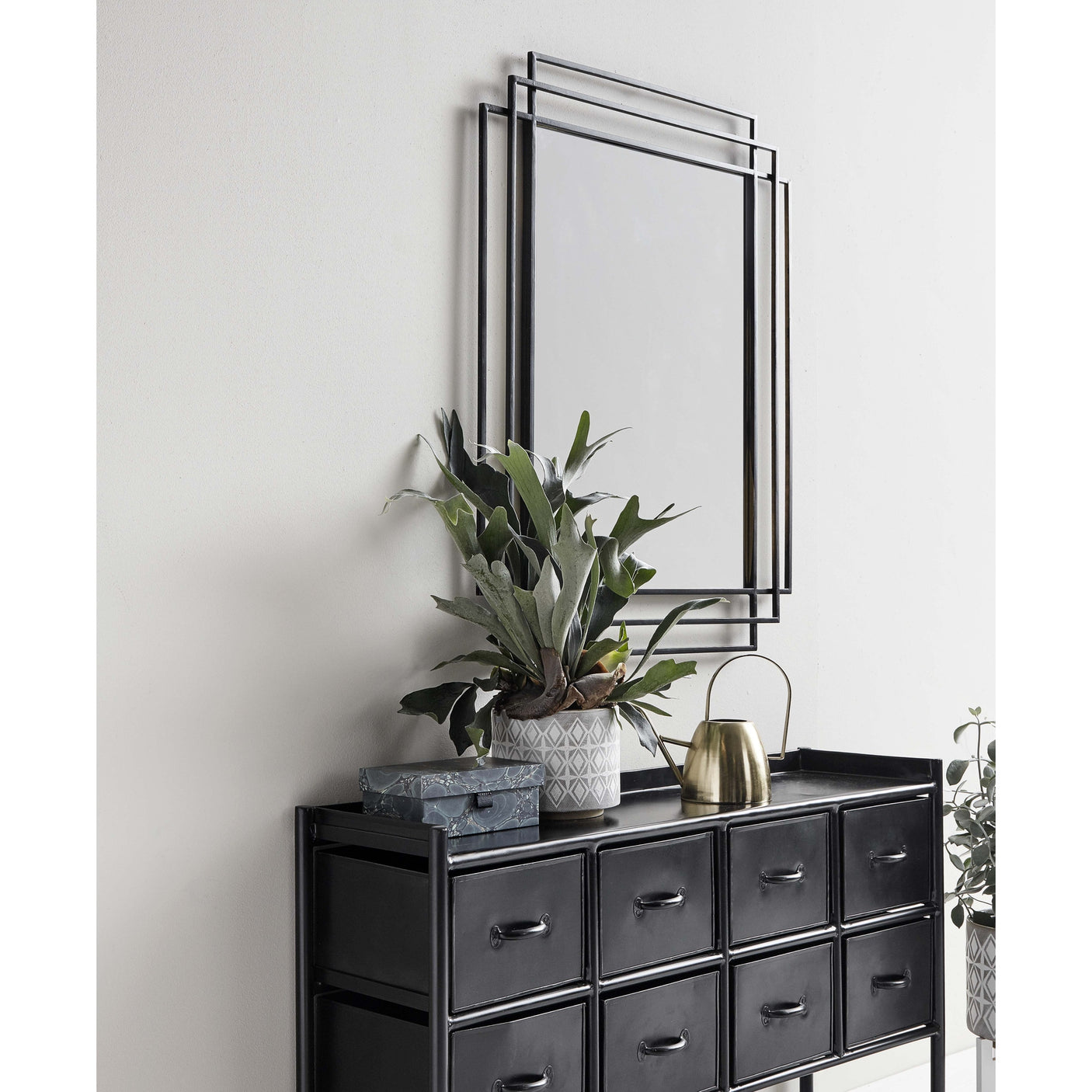 SQUARE speil i jern - 97x76 cm - svart Nordal MIRRORS