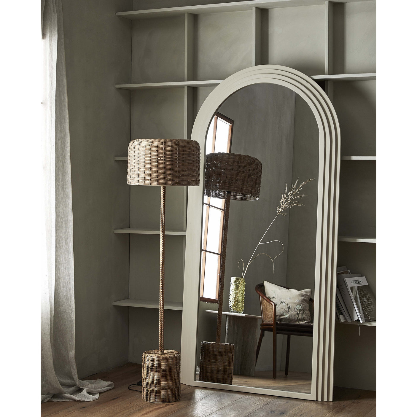 CANE gulvlampe i flettet sukkerrør - h152 cm - natur Nordal STAND LAMP