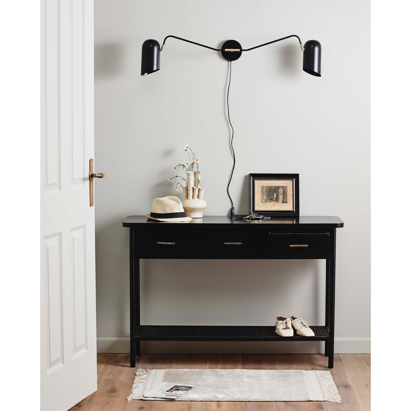 ERIS-vegglampen med 2 armer - B100 cm - svart/messing Nordal WALL LAMPS