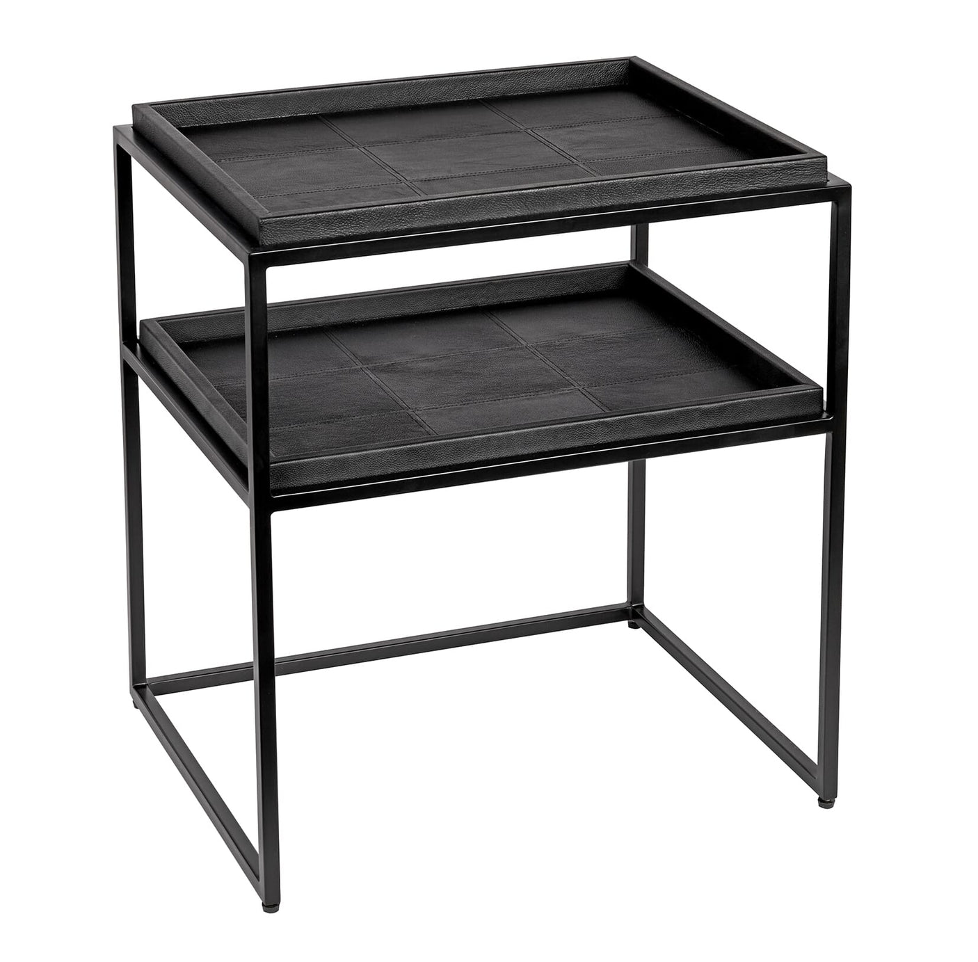 Sidebord black frame 56cm x 45cm x 64cm Black Leather Homefactory