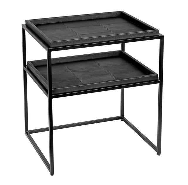 Sidebord black frame 56cm x 45cm x 64cm Black Leather Homefactory