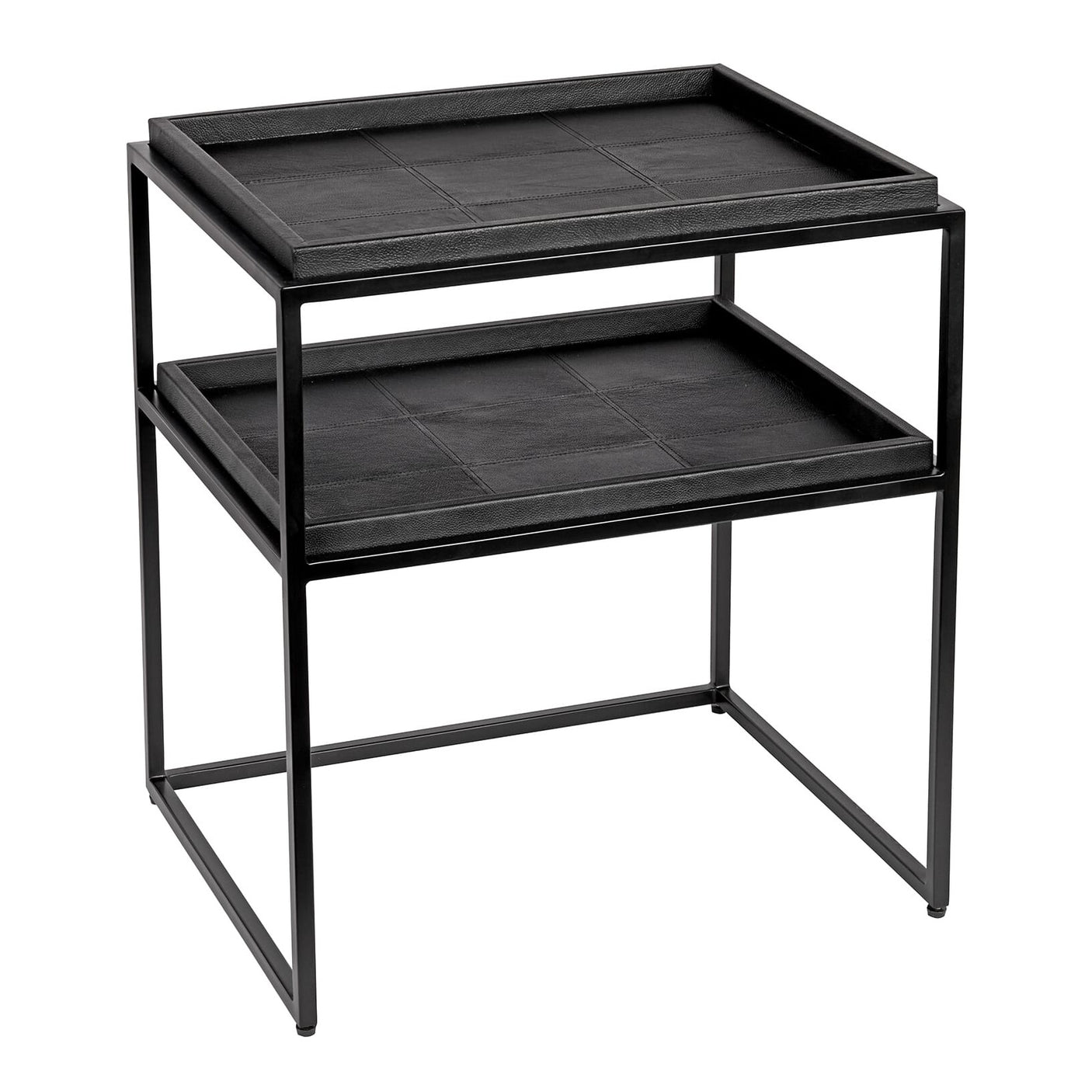 Sidebord black frame 56cm x 45cm x 64cm Black Leather Homefactory