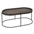 Coffe table black frame 57cm x 103cm H43cm Brown leather Homefactory
