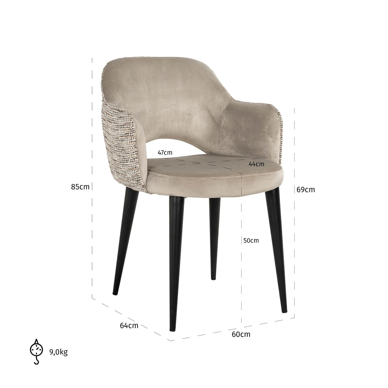 Spisestol Giovanna trendy natur / khaki fløyel flammehemmende Richmond Interiors Spisestol