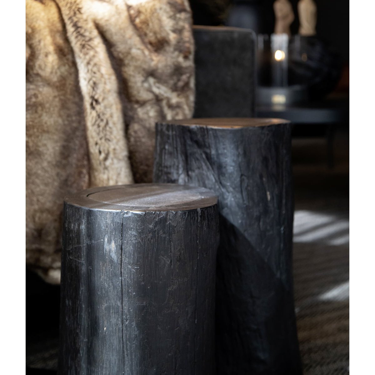 COLORADO LOG Sidebord Black Artwood Sidebord