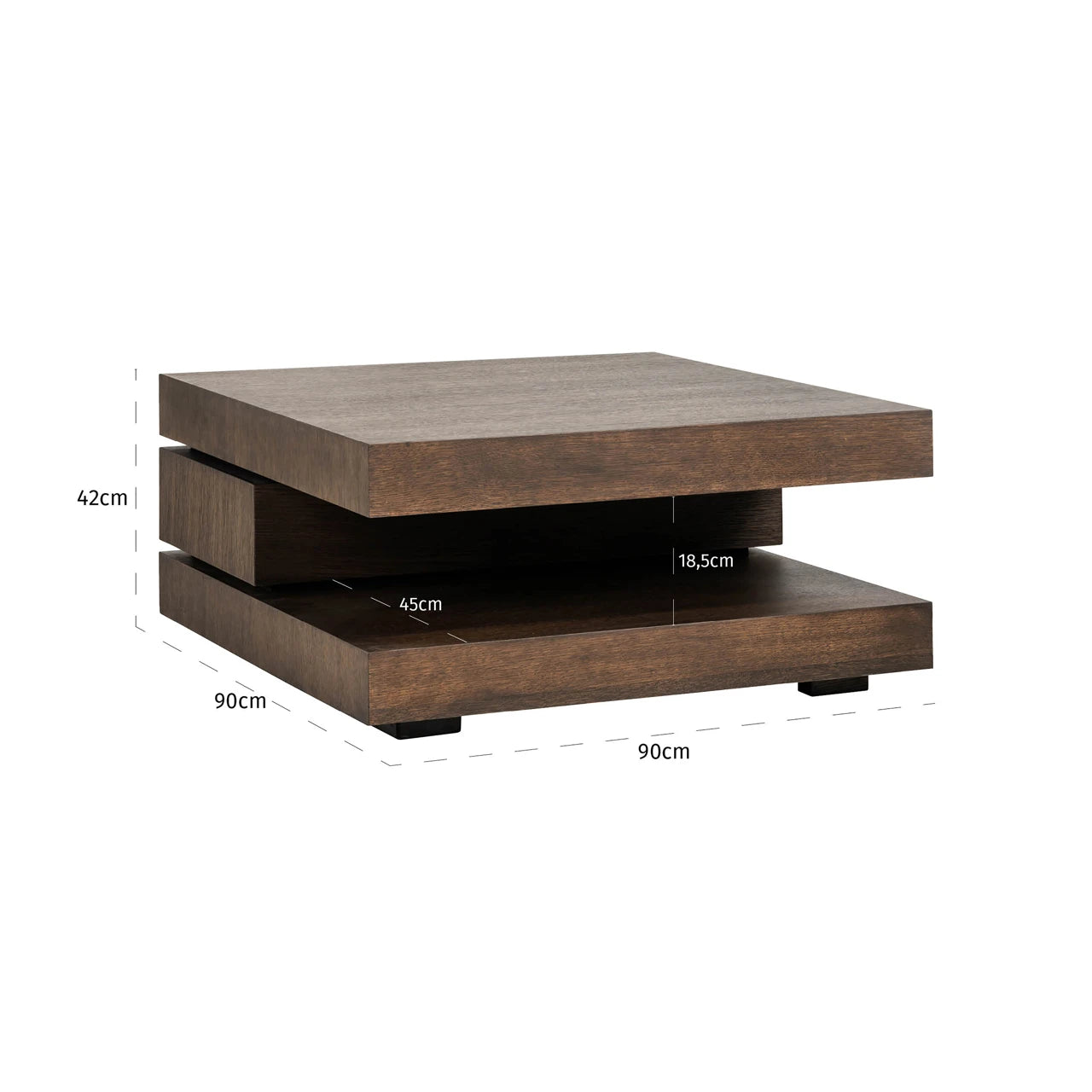 Bord i eik Oakura brun 90x90 Richmond Interiors Sofabord